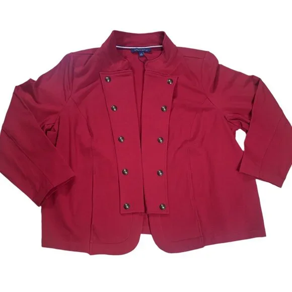 NWT Tommy Hilfiger Women’s Military Band Jacket Blazer Red Size 2X - Picture 4 of 5